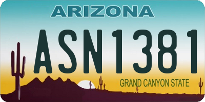 AZ license plate ASN1381