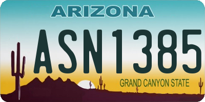 AZ license plate ASN1385