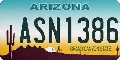 AZ license plate ASN1386