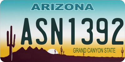 AZ license plate ASN1392