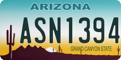 AZ license plate ASN1394