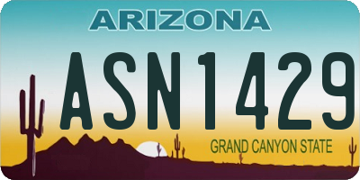 AZ license plate ASN1429