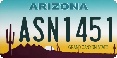 AZ license plate ASN1451