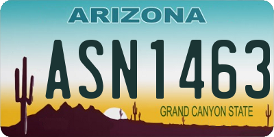 AZ license plate ASN1463