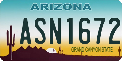 AZ license plate ASN1672