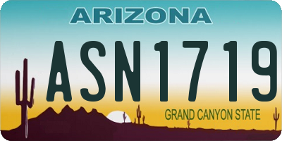 AZ license plate ASN1719