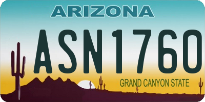 AZ license plate ASN1760