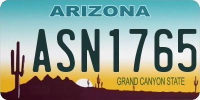 AZ license plate ASN1765