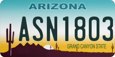 AZ license plate ASN1803