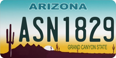 AZ license plate ASN1829