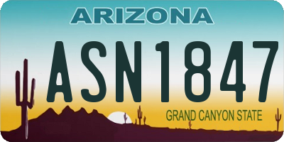 AZ license plate ASN1847