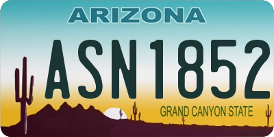AZ license plate ASN1852