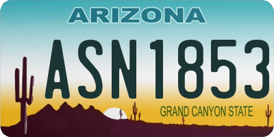AZ license plate ASN1853