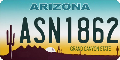 AZ license plate ASN1862