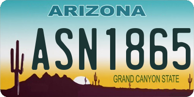 AZ license plate ASN1865