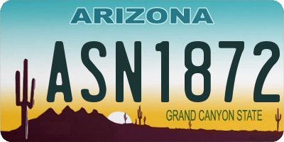 AZ license plate ASN1872