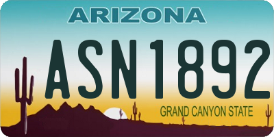 AZ license plate ASN1892