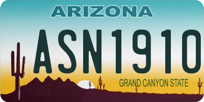 AZ license plate ASN1910