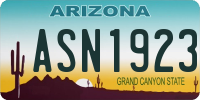 AZ license plate ASN1923