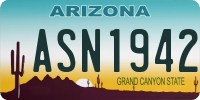AZ license plate ASN1942