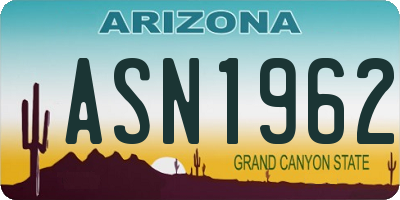 AZ license plate ASN1962