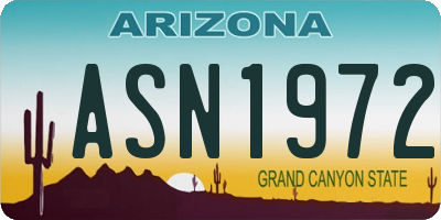 AZ license plate ASN1972