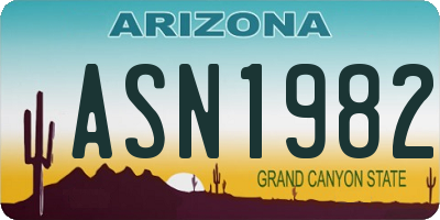 AZ license plate ASN1982