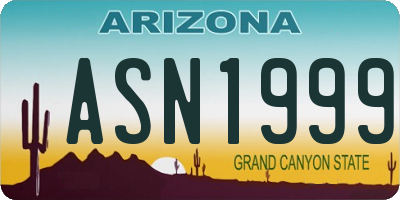 AZ license plate ASN1999