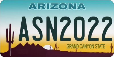 AZ license plate ASN2022