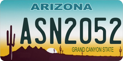 AZ license plate ASN2052