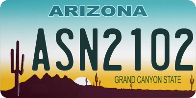 AZ license plate ASN2102