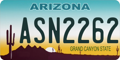 AZ license plate ASN2262