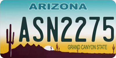 AZ license plate ASN2275
