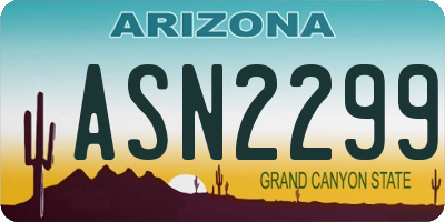 AZ license plate ASN2299