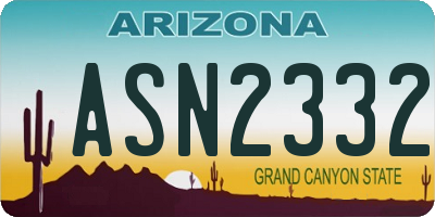 AZ license plate ASN2332