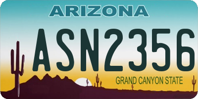 AZ license plate ASN2356