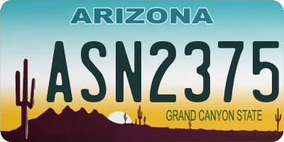 AZ license plate ASN2375