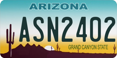 AZ license plate ASN2402