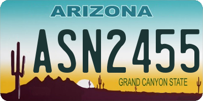 AZ license plate ASN2455