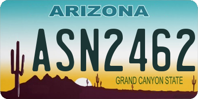 AZ license plate ASN2462