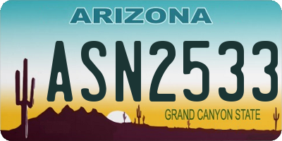 AZ license plate ASN2533