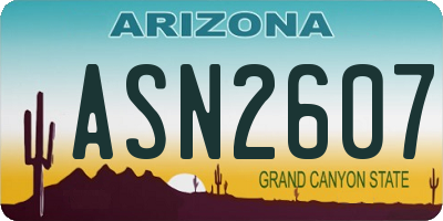 AZ license plate ASN2607