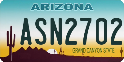 AZ license plate ASN2702