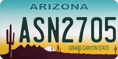 AZ license plate ASN2705