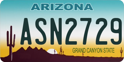 AZ license plate ASN2729