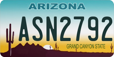 AZ license plate ASN2792