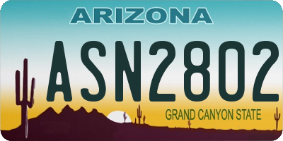 AZ license plate ASN2802