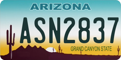 AZ license plate ASN2837
