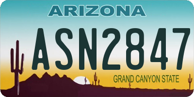 AZ license plate ASN2847