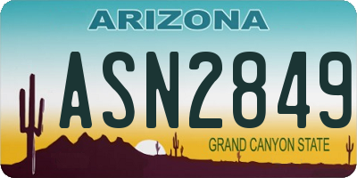 AZ license plate ASN2849